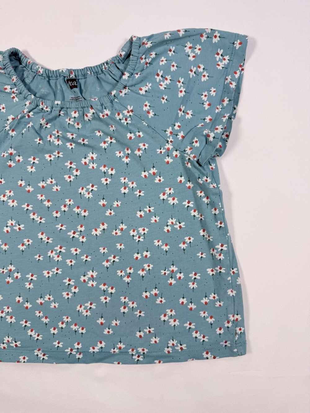 TEA Girls Floral Print Flutter Sleeve Top Size 5 Cottagecore Daisy Garden - Picture 2 of 8